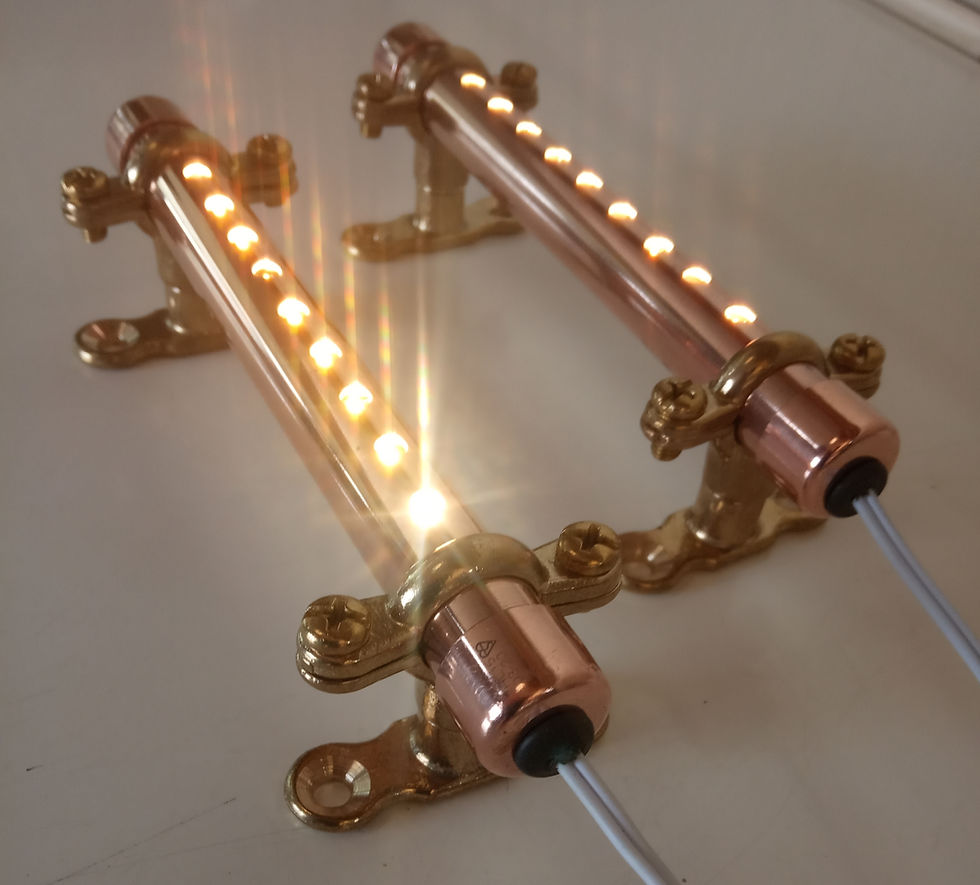 Thumbnail: 2x 15cm / 6 inch 12V LED Lights with Brass Munsen Rings