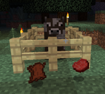 Defeat a cow to get leather, which is used to craft armor and other items, as well as steak, which is a good food source.