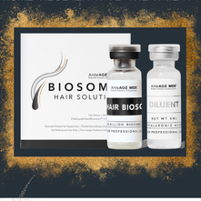 GrowBack Hair Matrix Home Regenerative Treatment featuring AnteAGE MDX® Biosome Hair Solution with three vials, including Hair Biosome and Diluent, presented in a sleek professional packaging with gold design accents and branding.