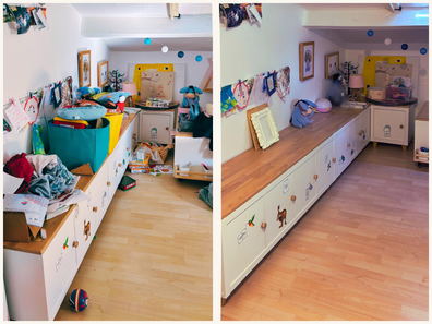 Chambre encombrée avant et après tri par une coach en rangement à Montpellier