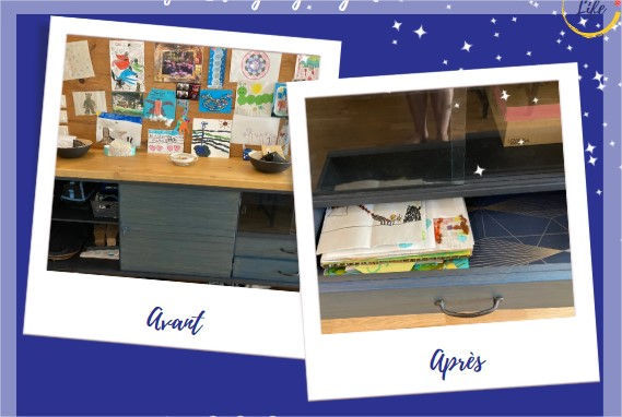 Buffet bien rangé et les dessins triés dans le tiroir