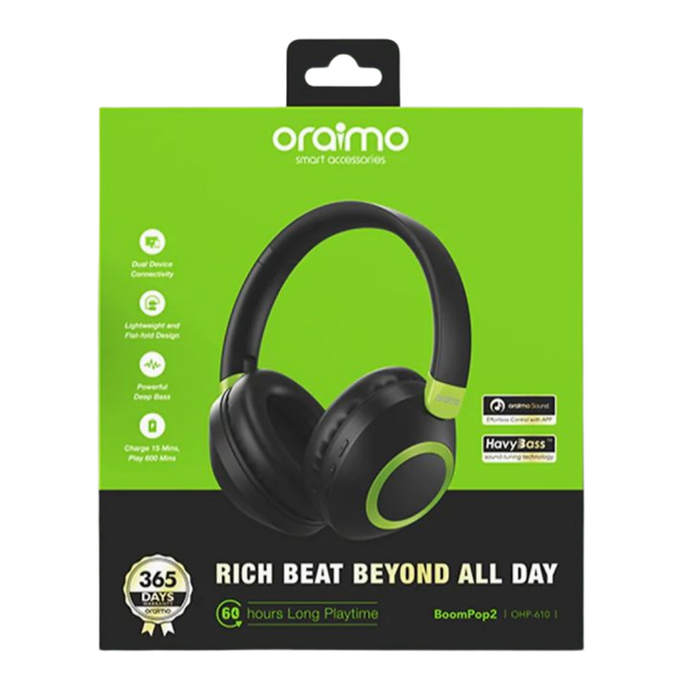 Oraimo, BoomPop 2 OHP-610S, ENC Over-Ear Wireless Headphones