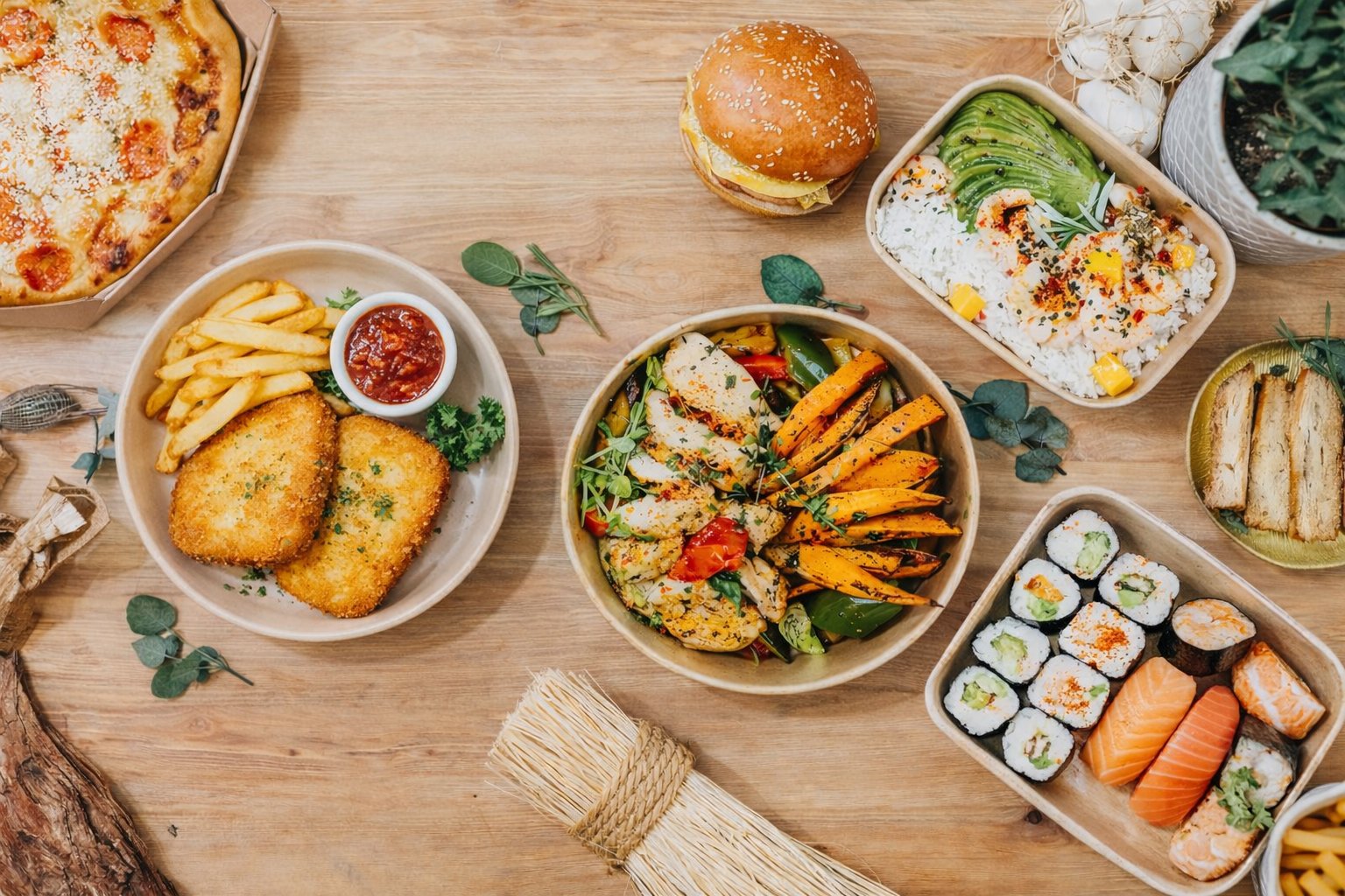 Rozvoz jídla - pizza, sushi, burgery a další