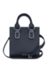 Studded Leather Bag in Navy Colour