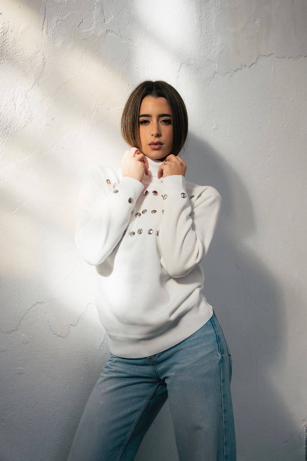 Thumbnail: WHITE STUDDED SWEATER