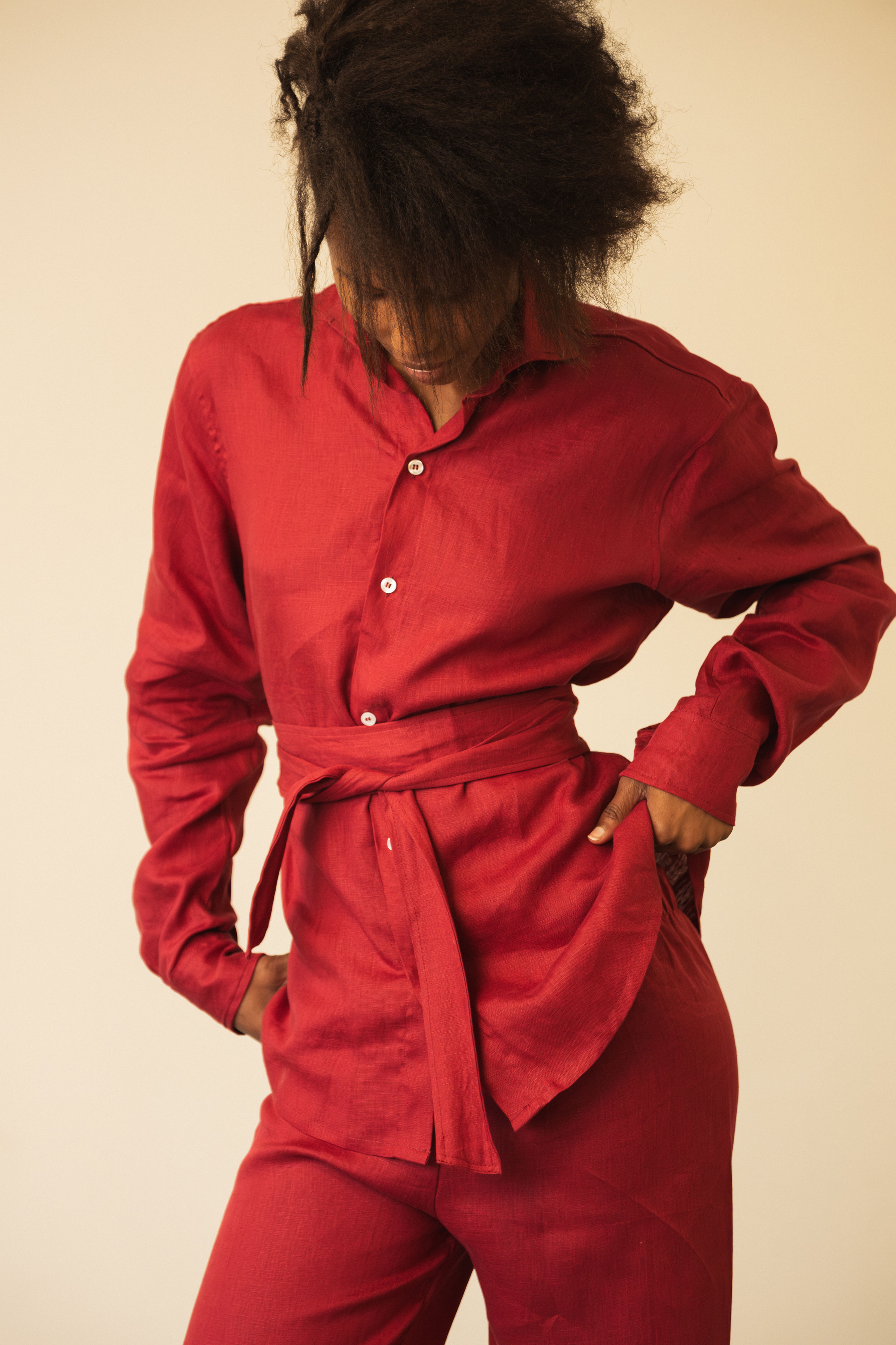BURGUNDY LINEN SET