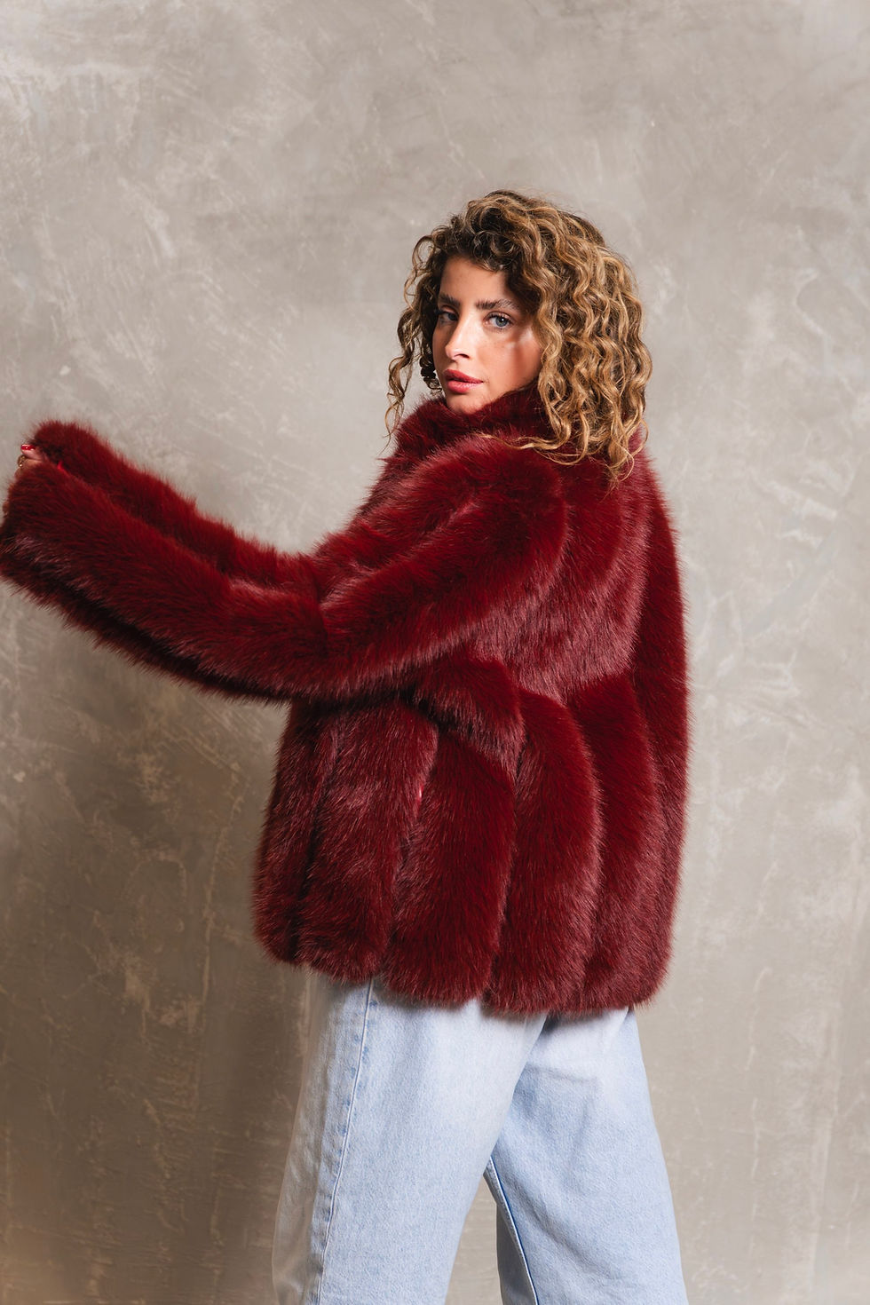 Thumbnail: BURGUNDY FUR JACKET