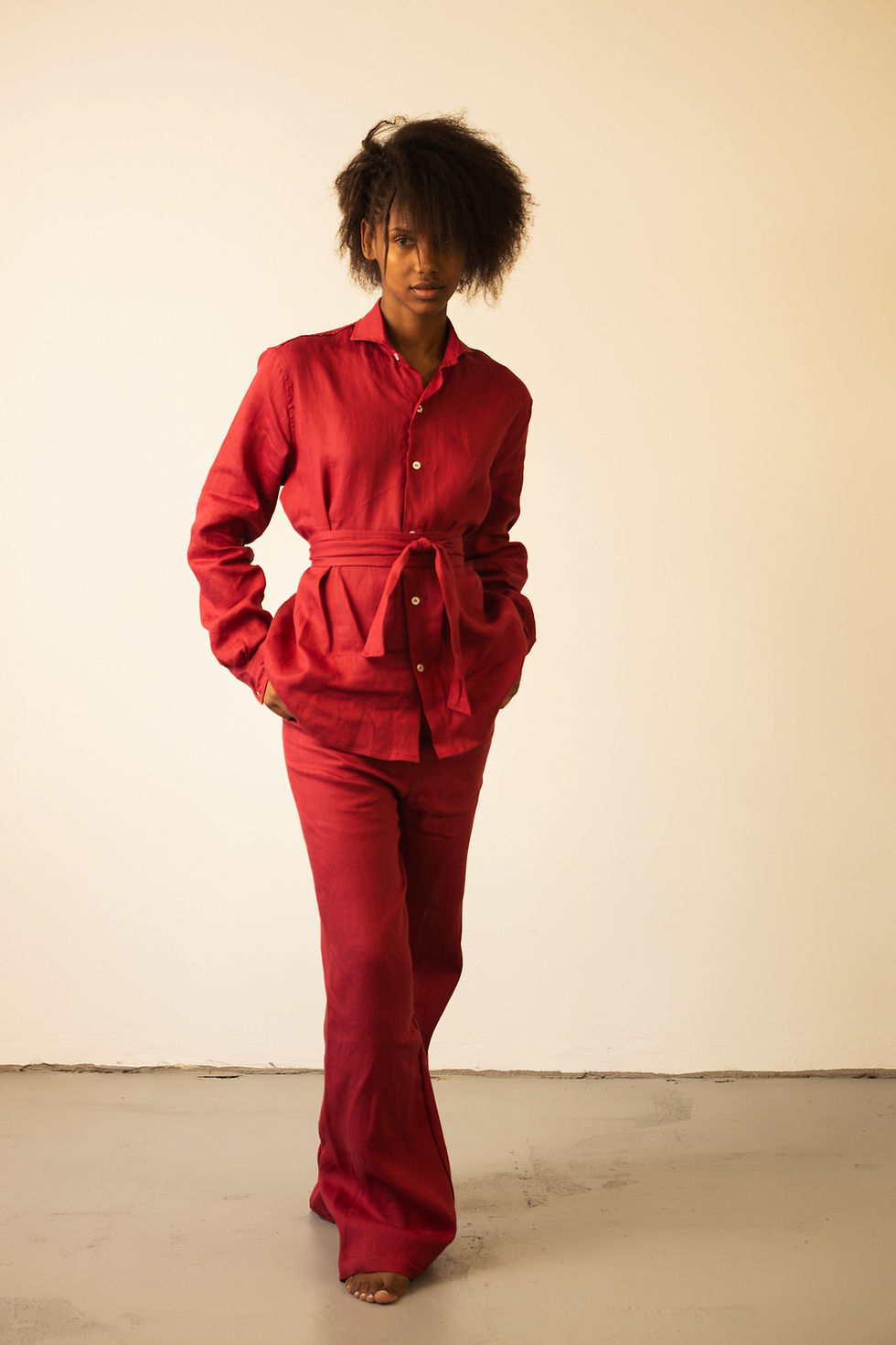 Miniatura: BURGUNDY LINEN SET