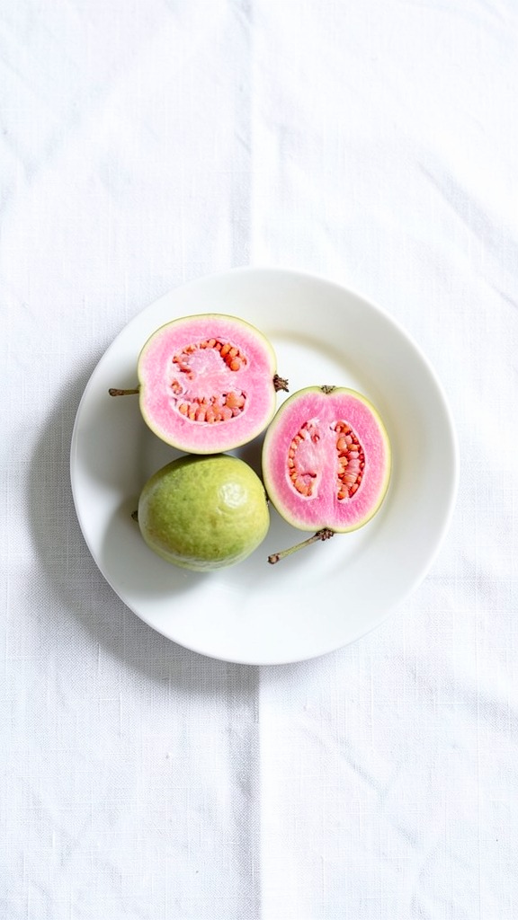 guava fruit on linen table