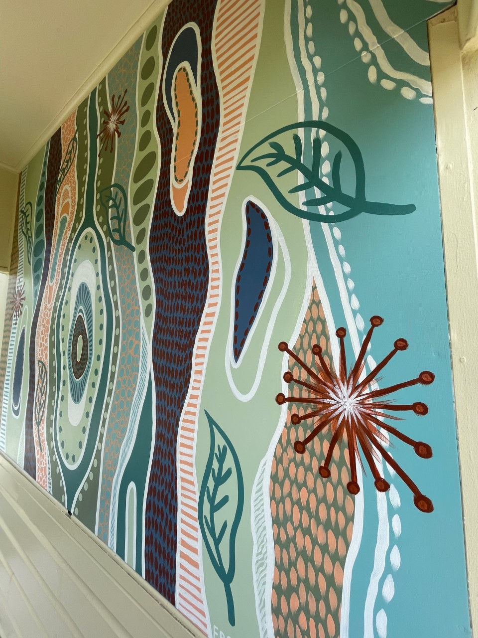 A close up of the main section of the mural