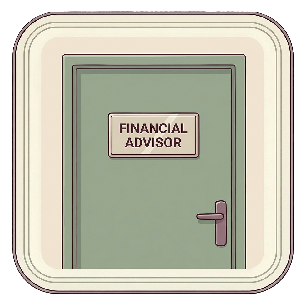 An illustrated door labeled "Financial Advisor," representing how one generic title can mean very different kinds of financial help behind it.