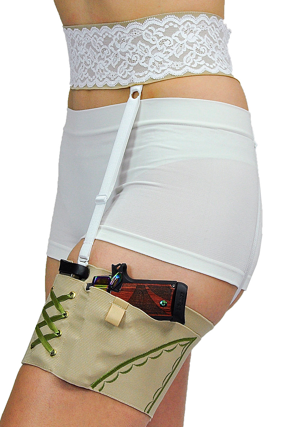 Thumbnail: Kiwi on Tan Garter Holster & Belt