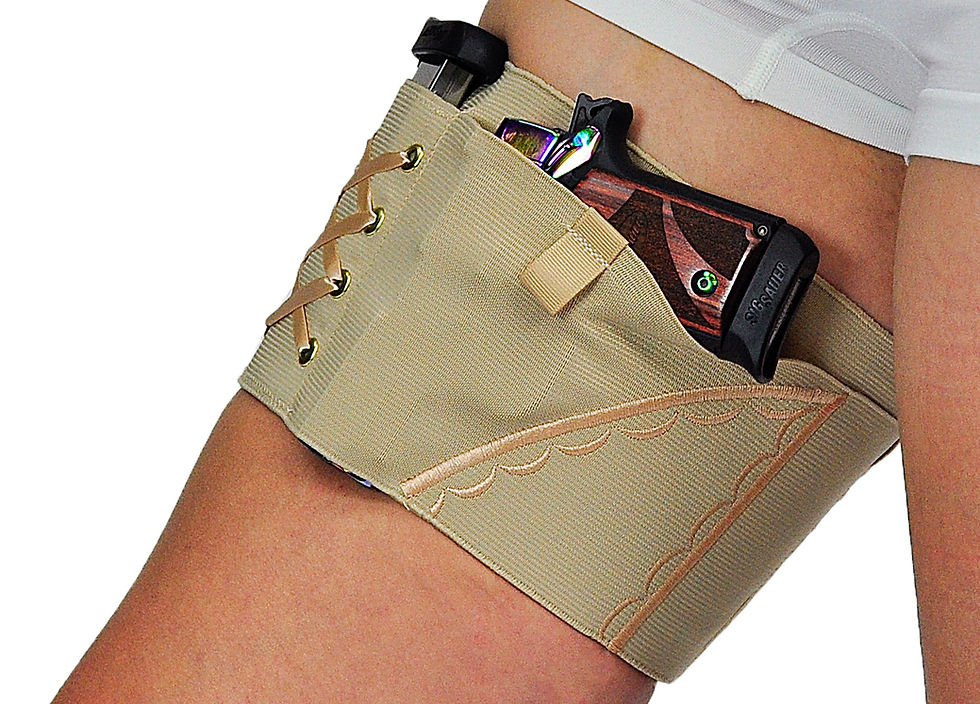 Thumbnail: Champagne on Tan Classic Garter Holster