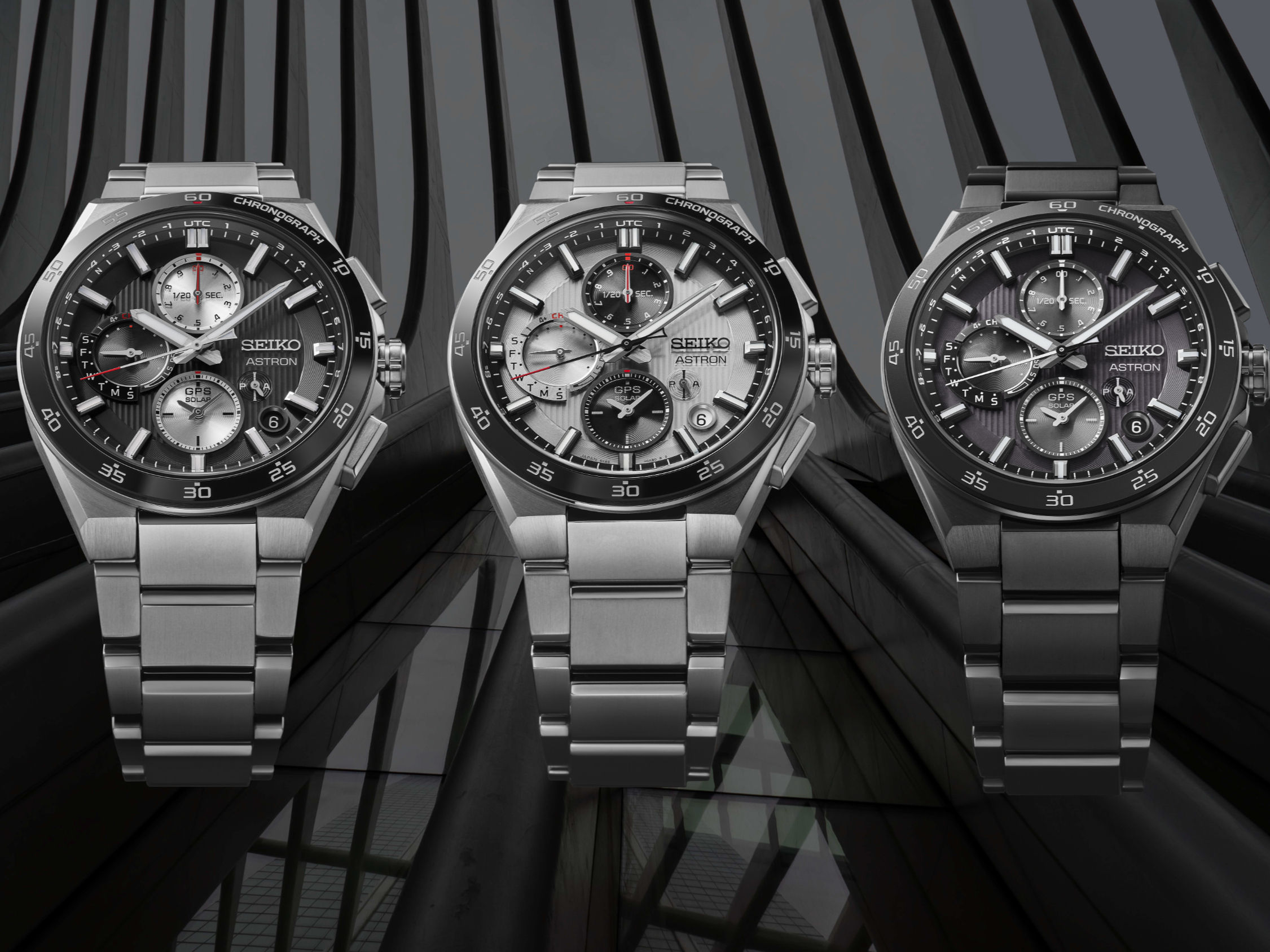 SEIKO ASTRON SSH155J1 | GPS Solar Dual Time Chronograph Ø 43,3 mm Titan Schwarz-Grau