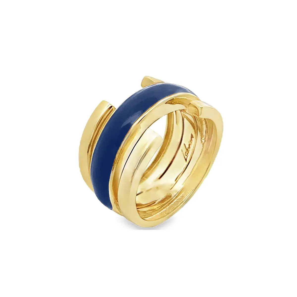 Labrioro Jewelry Round Collection Ring Blu Indacio Indigo Blau