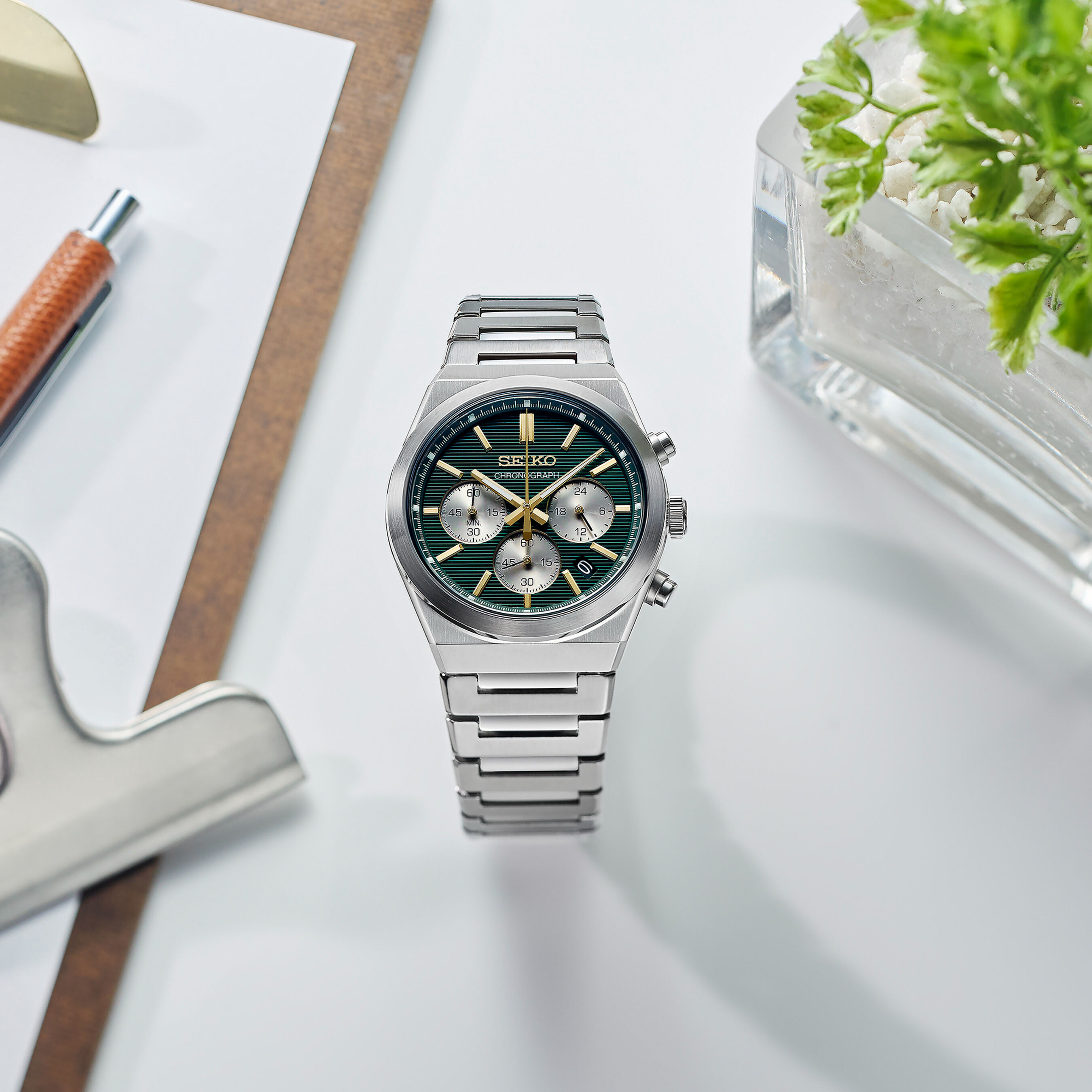 SEIKO SSB461P1 | Quartz Chronograph Ø 40 mm Edelstahl Grün-Gold