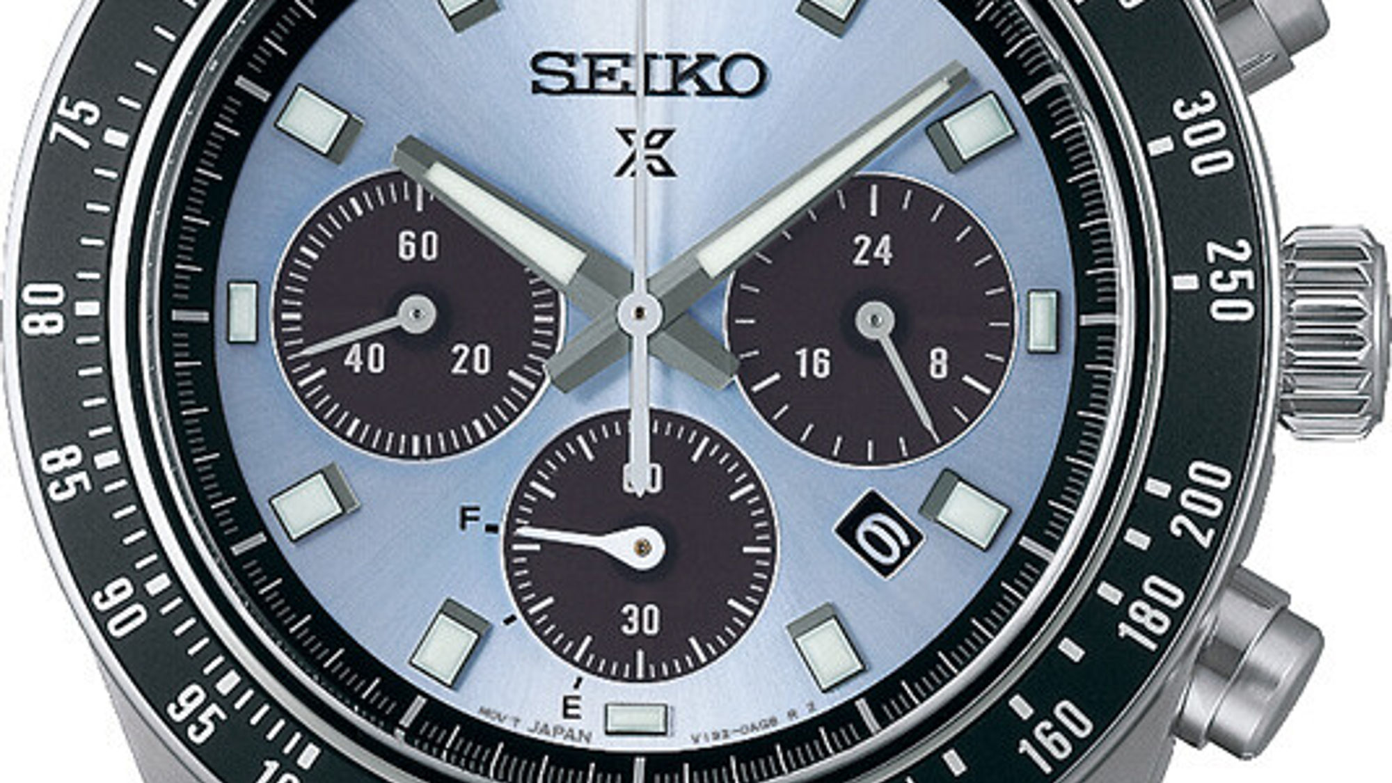 SEIKO Prospex Speedtimer Solar Chronograph SSC935P1 Solaruhr mit hellem Zifferblatt, schwarzen Chronographen-Anzeigen, schwar