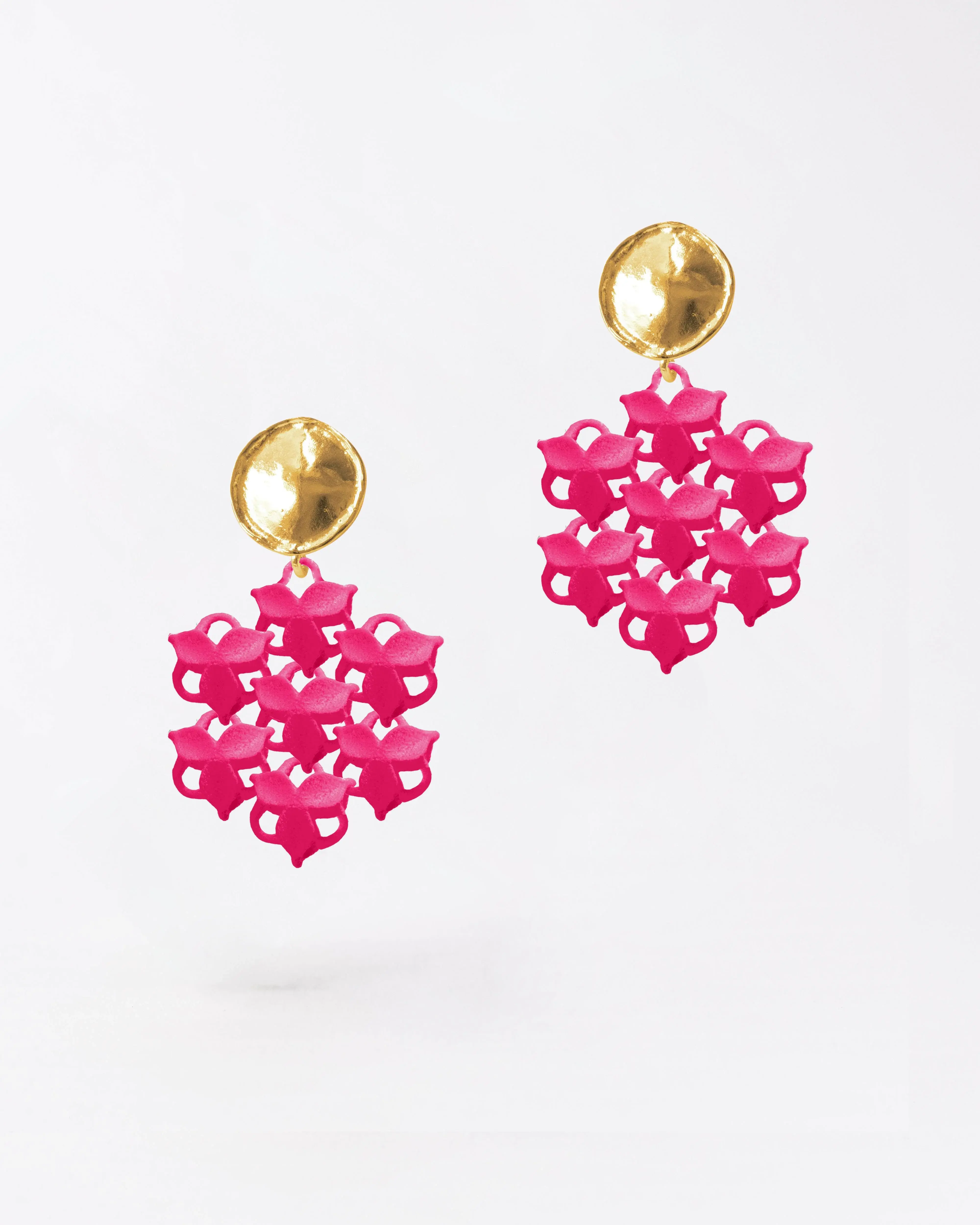 Boltenstern Fabnora Ohrringe Blossom Hot Pink Blue by BLAHASCHMUCK WIEN 1010