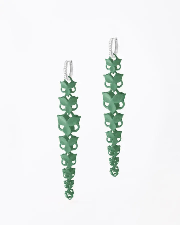 Boltenstern Fabnora Ohrringe Blossom Long Sage Green by BLAHASCHMUCK WIEN 1010