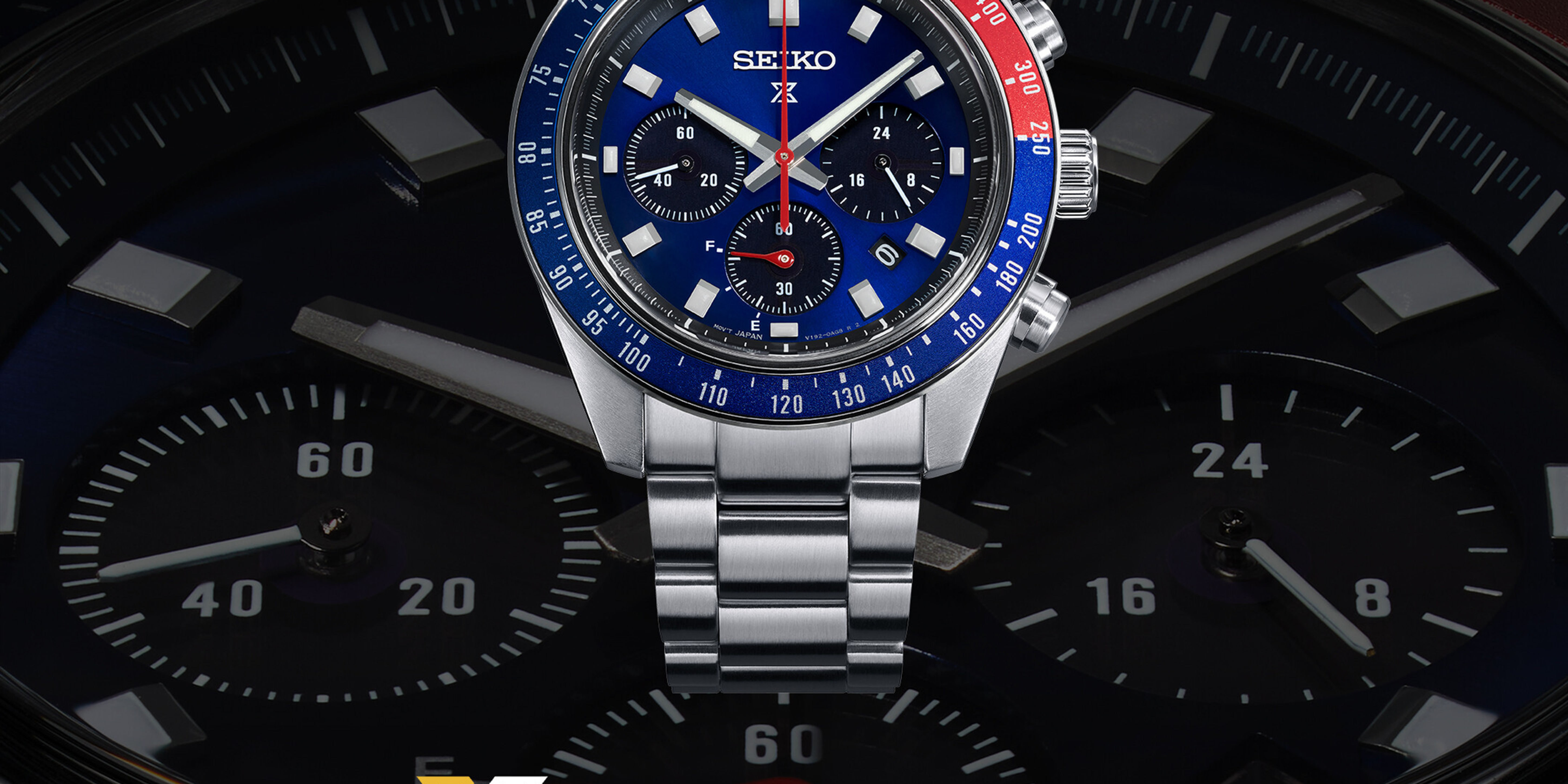SEIKO Prospex Speedtimer Solar Chronograph SSC913P1 Solaruhr mit blauem Zifferblatt, blau-roter Tachymeterlünette, Edelstahlb