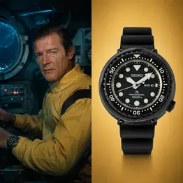 SEIKO Prospex S23631J1 in einer Unterwasser-Abenteuerszene mit männlichem Protagonisten im U-Boot.