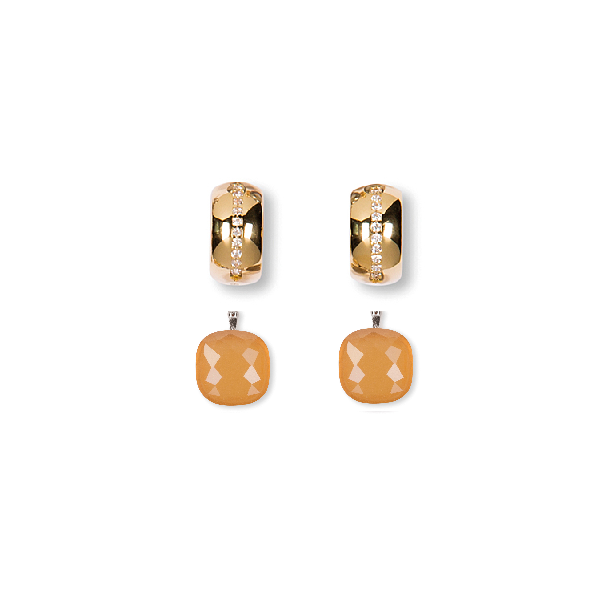 10mm Facettiertes Quarzglas, Einhängerpaar, apricot