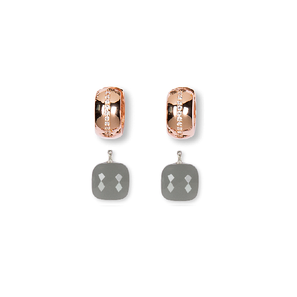 10mm Facettiertes Quarzglas, Einhängerpaar, grau