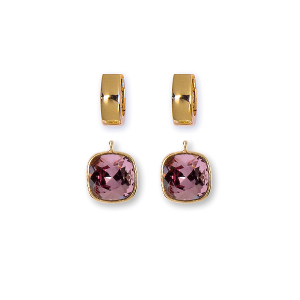 14mm Kristall vergoldet, 14mm Einhängerpaar, altrosa