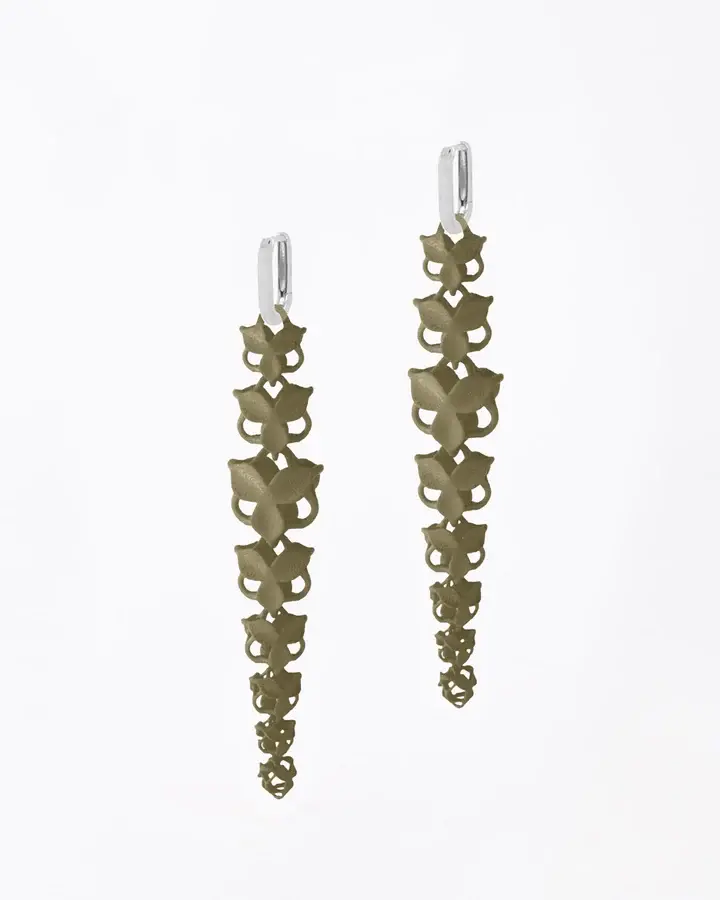 Boltenstern Fabnora Ohrringe Blossom Long Khaki Desert by BLAHASCHMUCK WIEN 1010