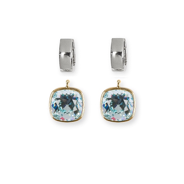 14mm Kristall vergoldet, 14mm Einhängerpaar, baby bleu