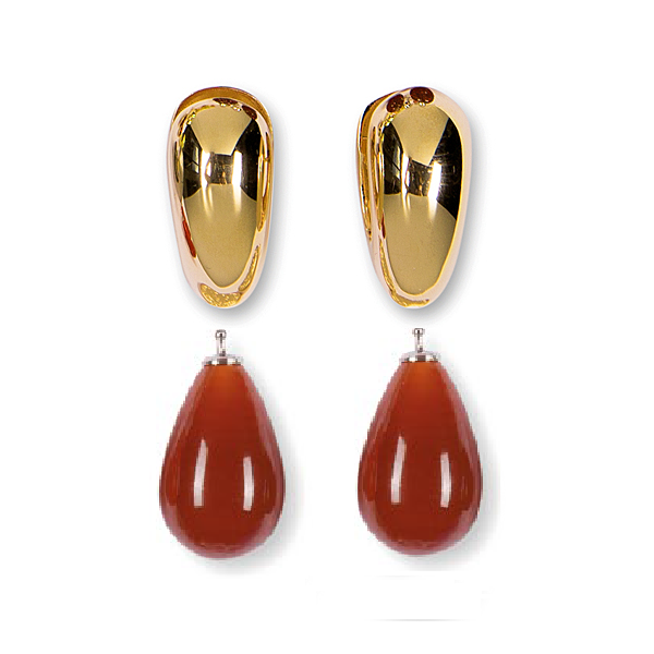 24mm Quarzglas -Tropfen, Einhängerpaar, pfirsich