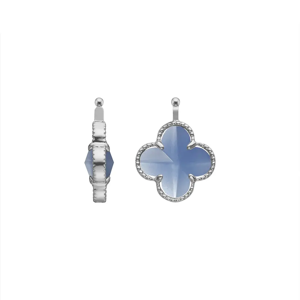 Heinzendorff Signature Quatrefoil Glas facet Kleeblatt Einhänger 14mm Royalblau by BLAHASCHMUCK Vienna