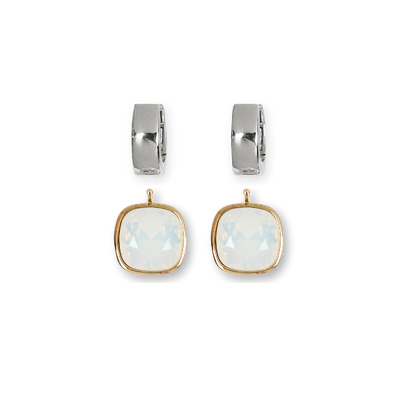 14mm Kristall vergoldet, 14mm Einhängerpaar, opal