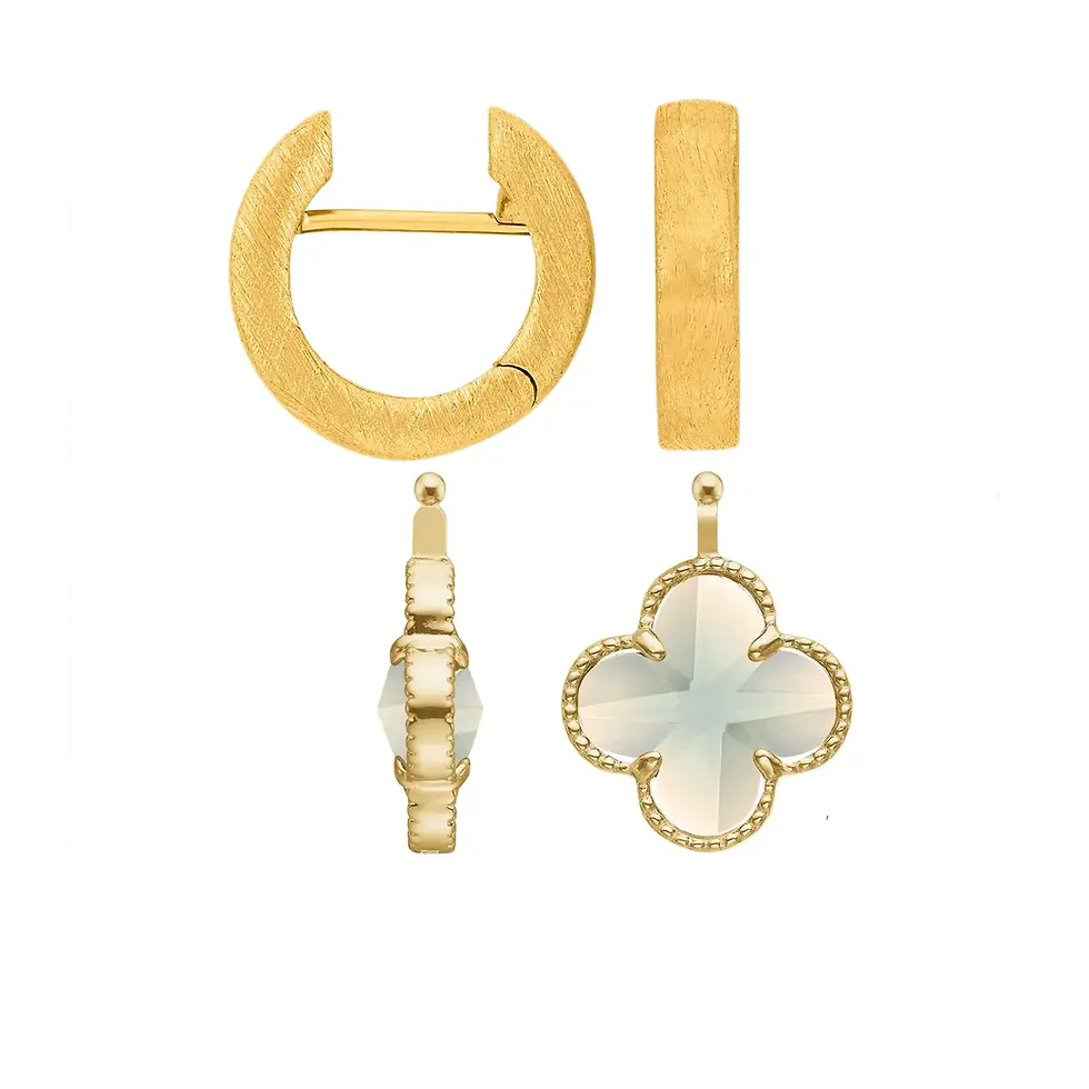 Heide Heinzendorff Signature Quatrefoil Glas facet Kleeblatt Einhänger 14mm Citrin mit Creole Linda by BLAHASCHMUCK Vienna