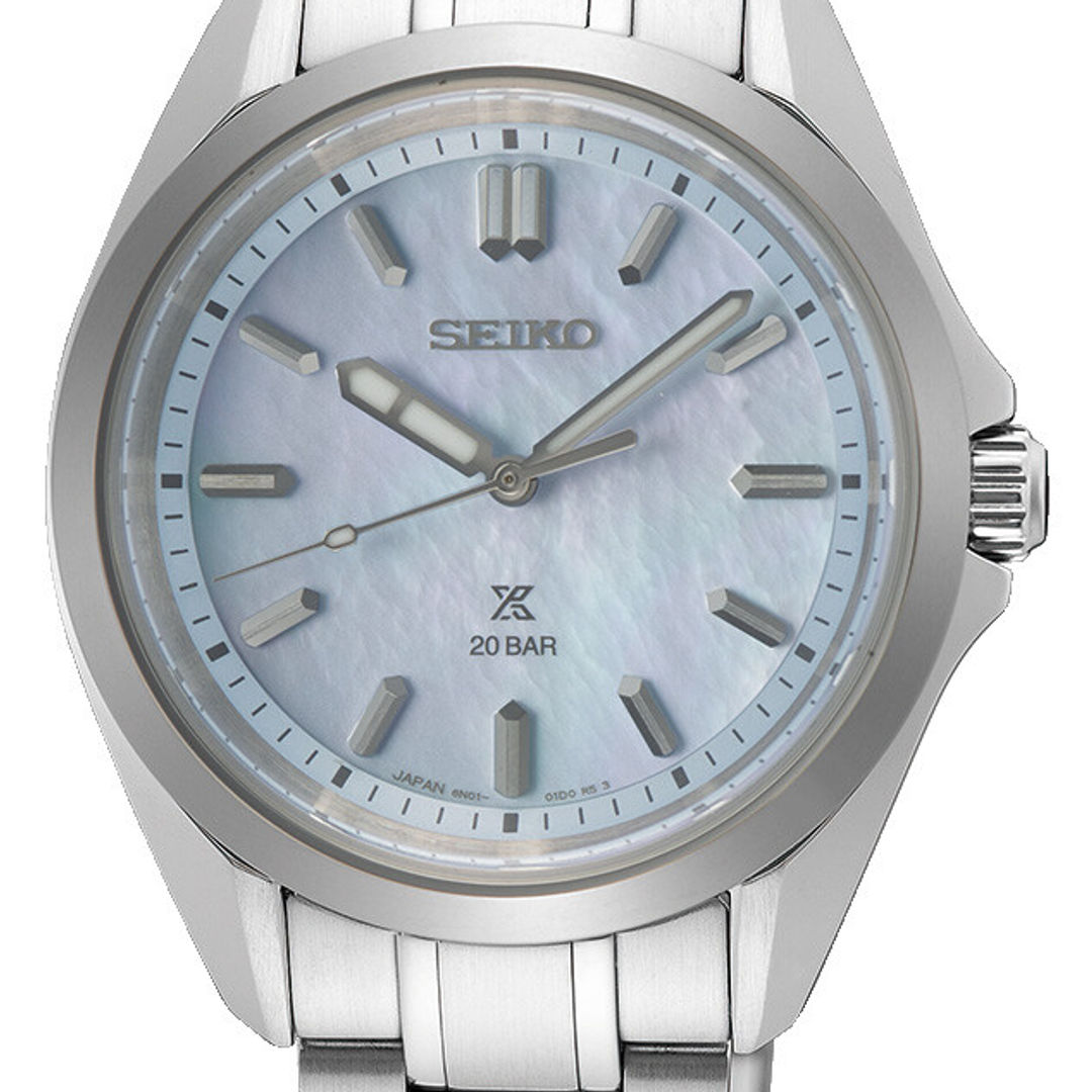 SEIKO Prospex Sea Ladies Quartz SUR607J1 Damenuhr mit hellem Perlmuttzifferblatt, Edelstahlband und sportlich-elegantem Prosp