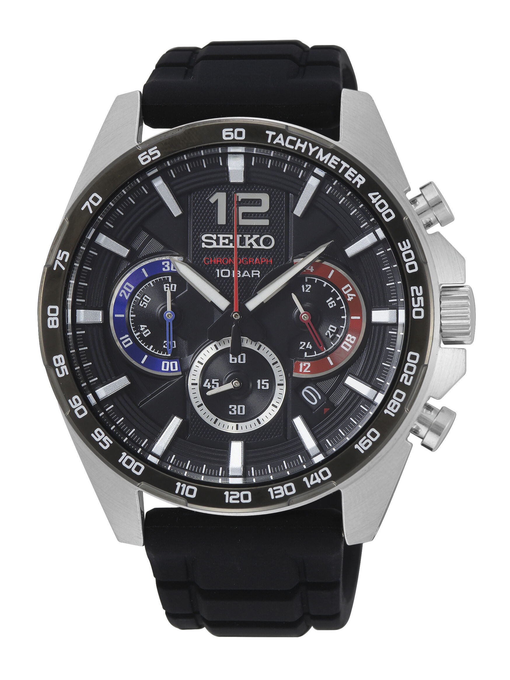 SEIKO SSB347P1 | Quartz Chronograph Ø 43,9 mm Silikon Schwarz-Rot