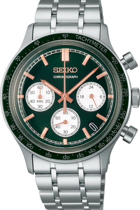 SEIKO  SSB481P1 | Quartz Chronograph Ø 38,7 mm Edelstahl Grün-Weiß