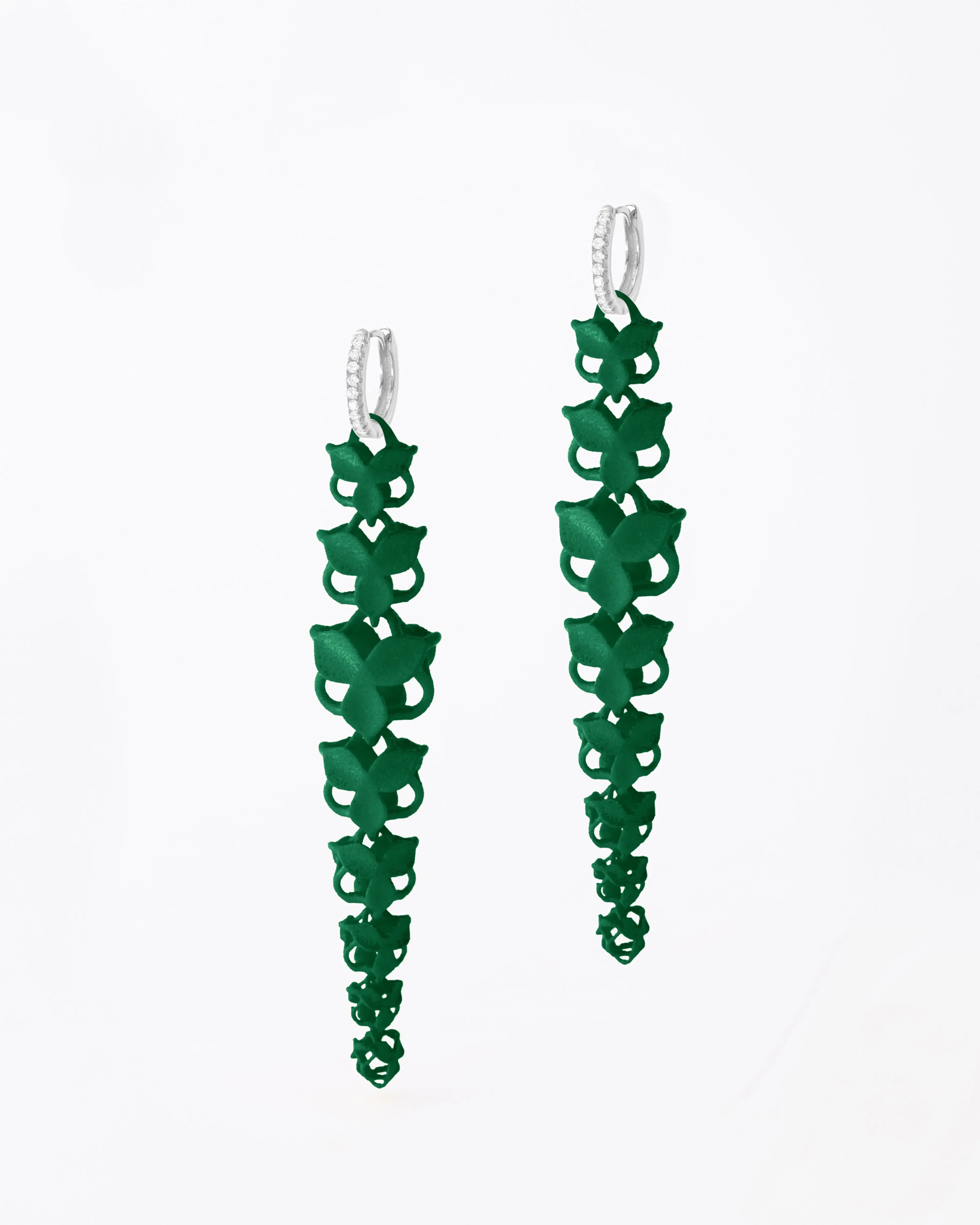 Boltenstern Fabnora Ohrringe Blossom Long Forest Green by BLAHASCHMUCK WIEN