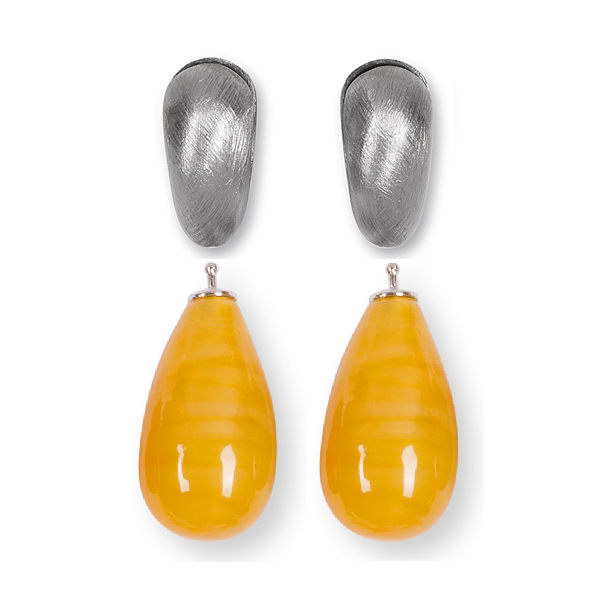 24mm Quarzglas -Tropfen, Einhängerpaar, citrin