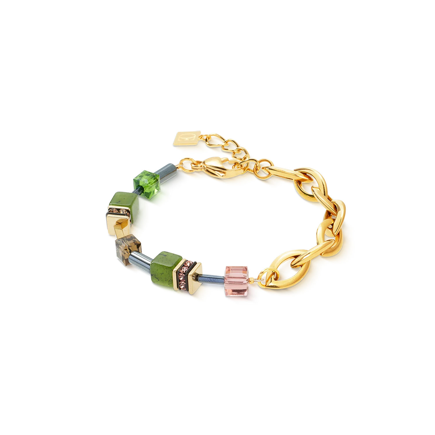 Coeur de Lion GeoCUBE® Chunky Chain Armband gold-grün 4524300516
