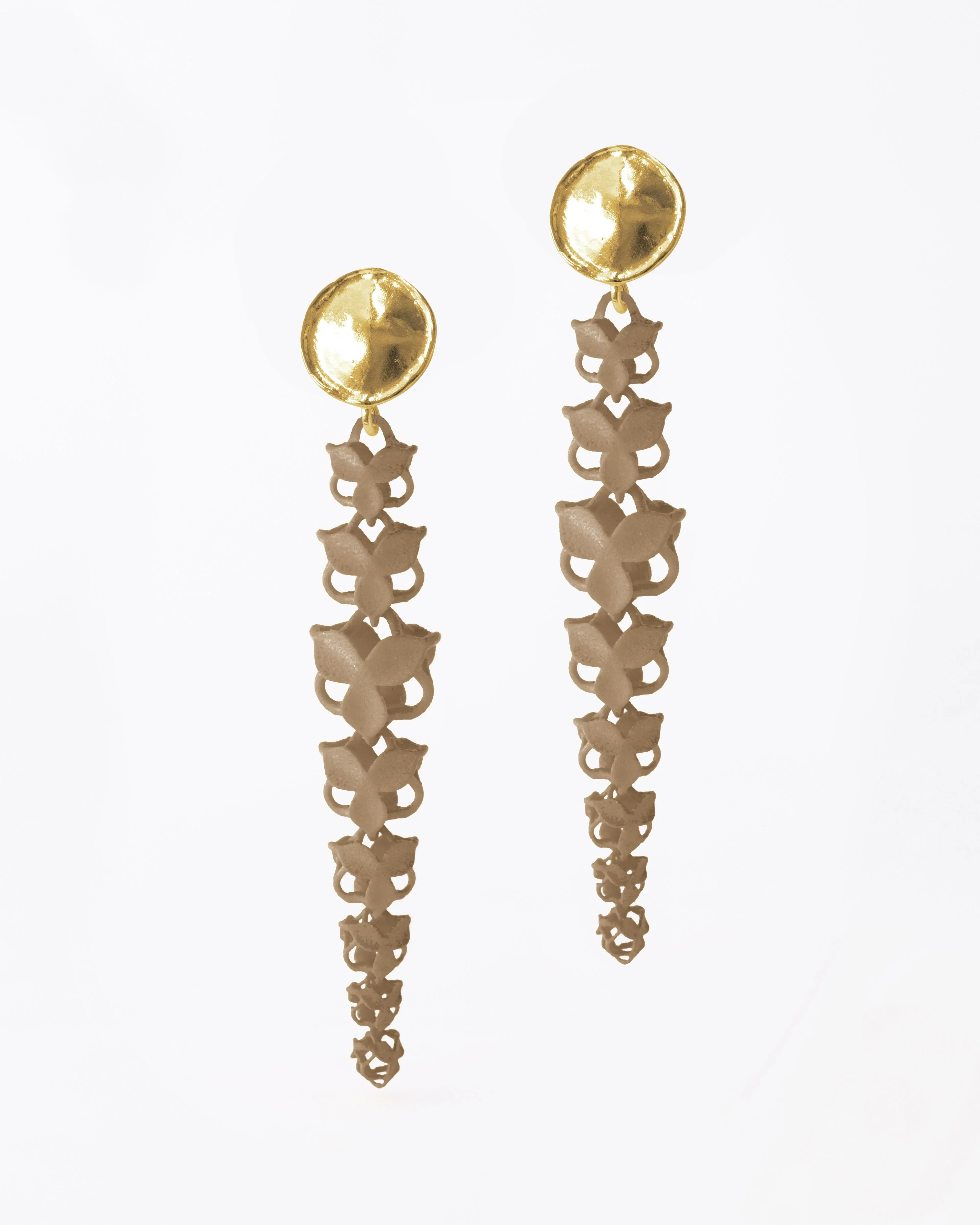 Boltenstern Fabnora Ohrringe Blossom Long Classic Beige by BLAHASCHMUCK WIEN 1010