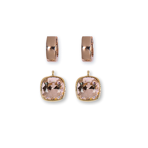 14mm Kristall vergoldet, 14mm Einhängerpaar, lachs