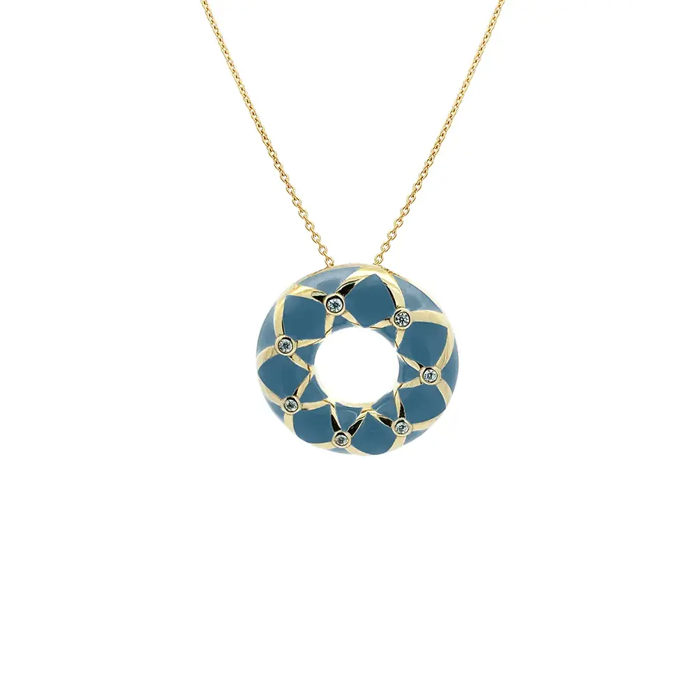 Labrioro Jewelry Double Charme Halskette  Blu Petrolio Petrolblau by BLAHASCHMUCK Vienna