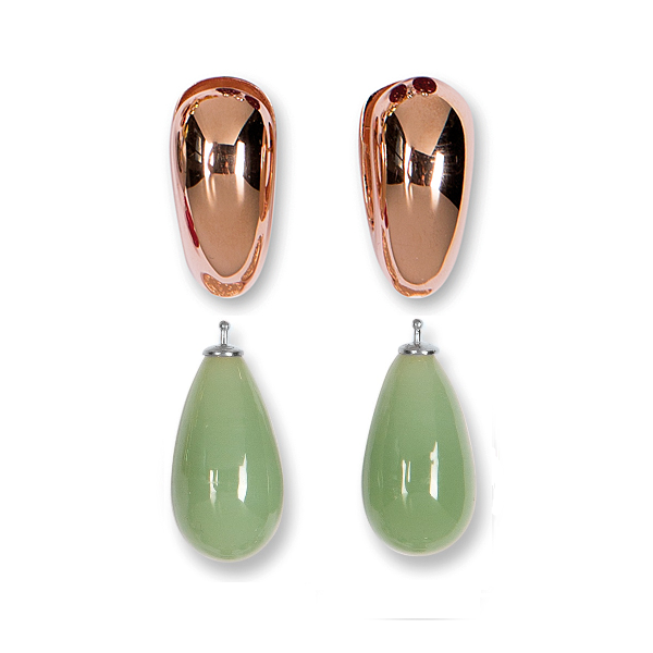 24mm Quarzglas -Tropfen, Einhängerpaar, mint