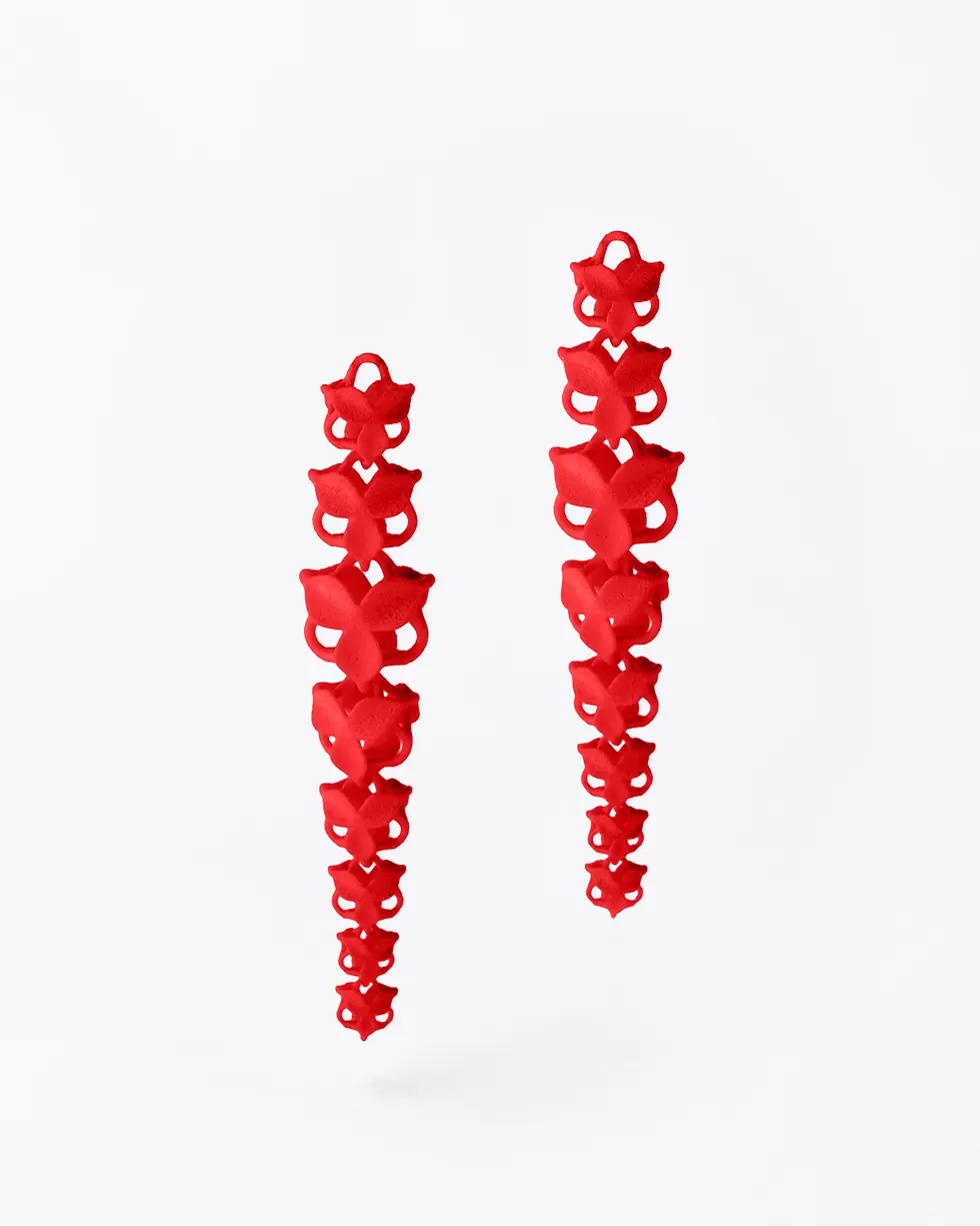 Boltenstern Fabnora Ohrringe Blossom Long Tropic Red by BLAHASCHMUCK WIEN