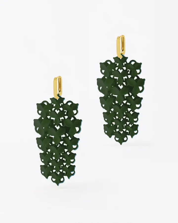 Boltenstern Fabnora Ohrringe Blossom Small Pine Green by BLAHASCHMUCK WIEN 1010