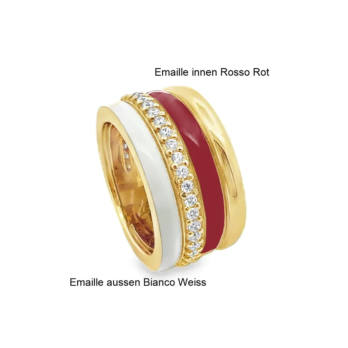 Labrioro Double Circle Ring Bianco - Rosso by BLAHASCHMUCK Vienna