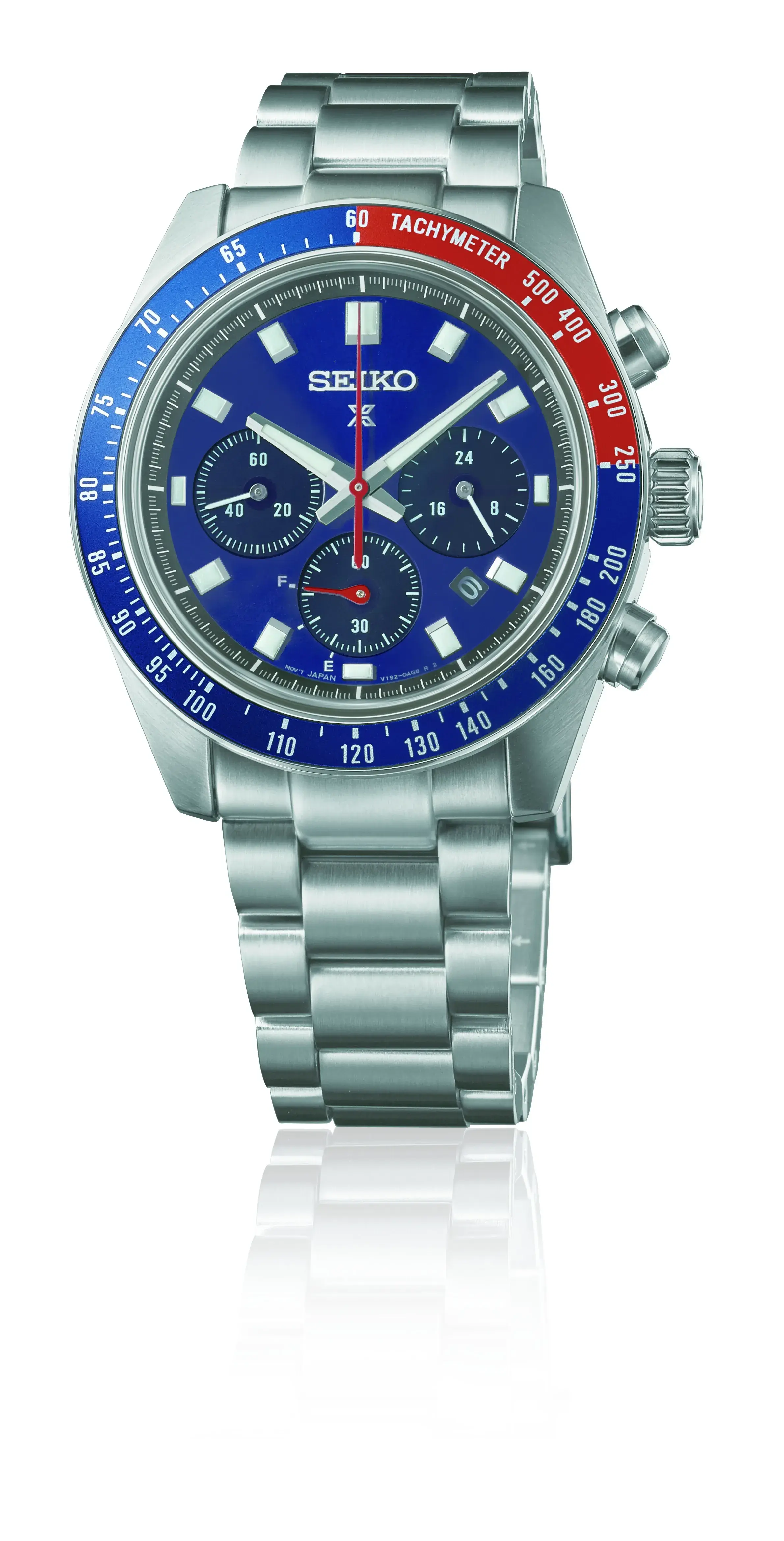 SEIKO Prospex Speedtimer Solar Chronograph SSC913P1 Solaruhr mit blauem Zifferblatt, blau-roter Tachymeterlünette, Edelstahlb