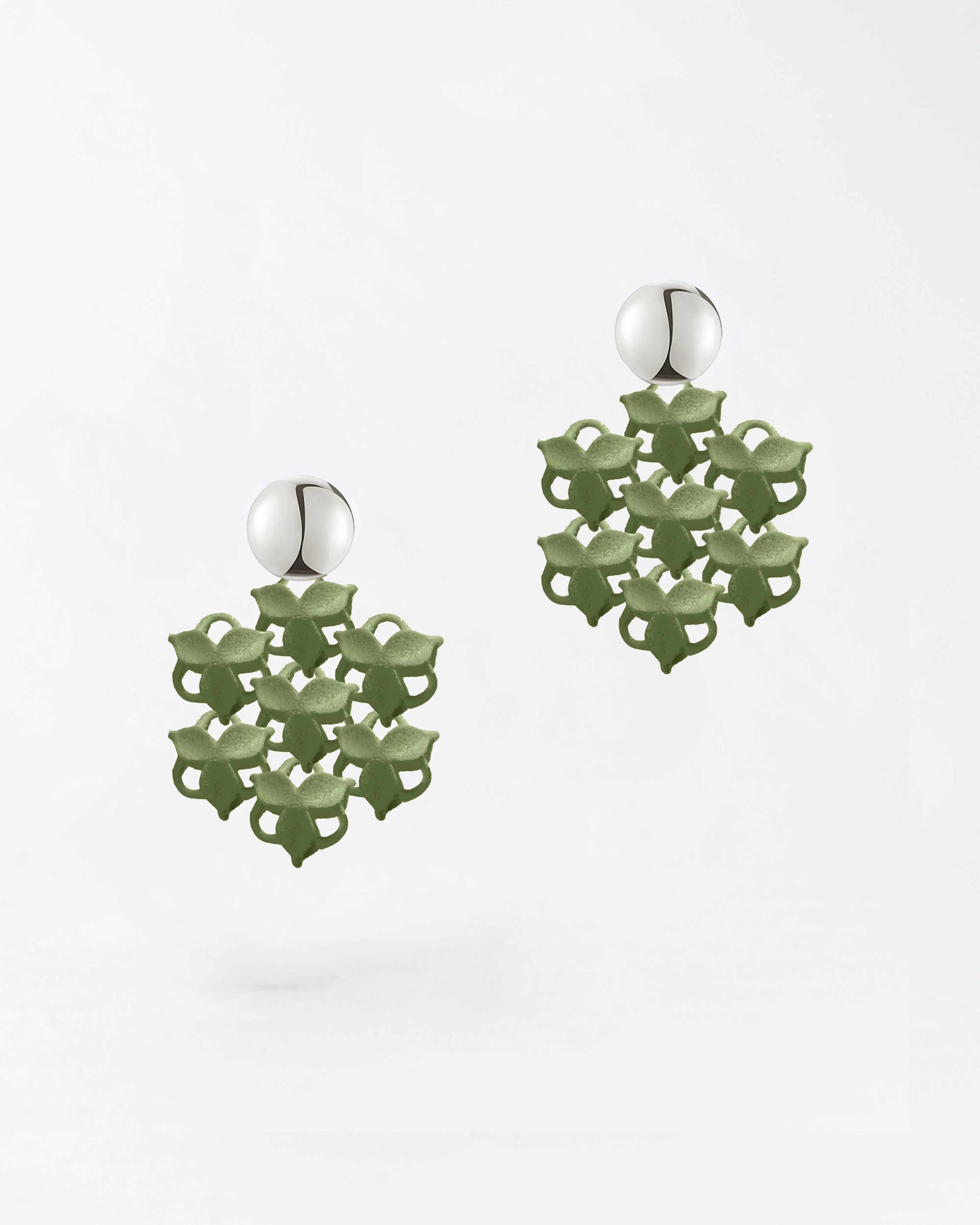 Boltenstern Fabnora Ohrringe Blossom Mini Olive Green by BLAHASCHMUCK WIEN 1010