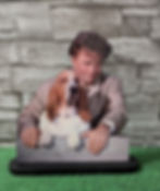 Décoration en bois Lieutenant Columbo et son chien vernis colle fait main artisanat français